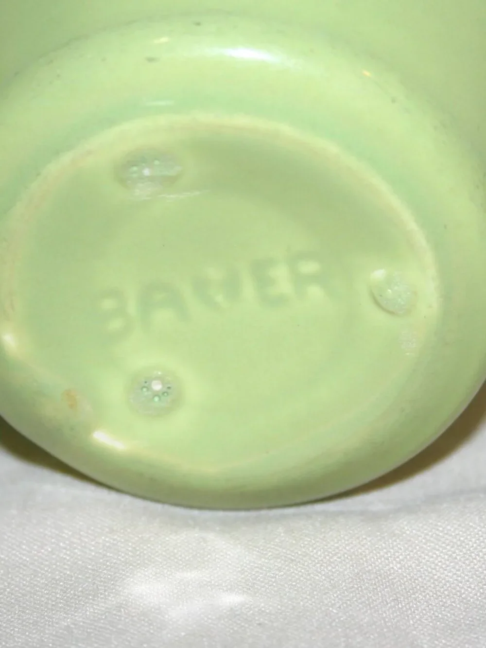 A Set of 3 MCM Bauer Mission Moderne Coffee Cups Chartreuse & Brown B-313